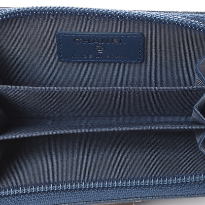 Chanel Caviar Quilted Boy Zip Around Coin Purse Wallet Dark Blue 5 of 8