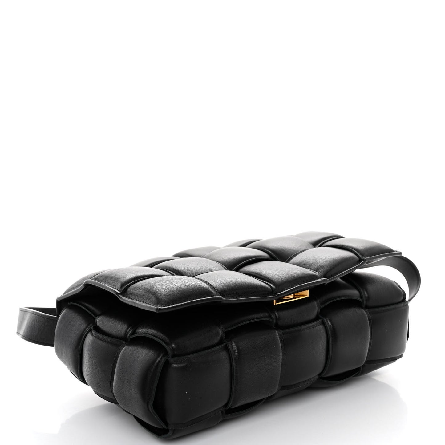 Nappa Maxi Intreccio Padded Cassette Crossbody Bag Black