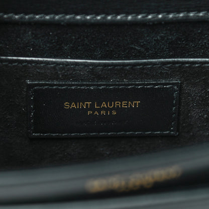 Saint Laurent Smooth Calfskin Medium Monogram Sunset Satchel Black 6 of 11