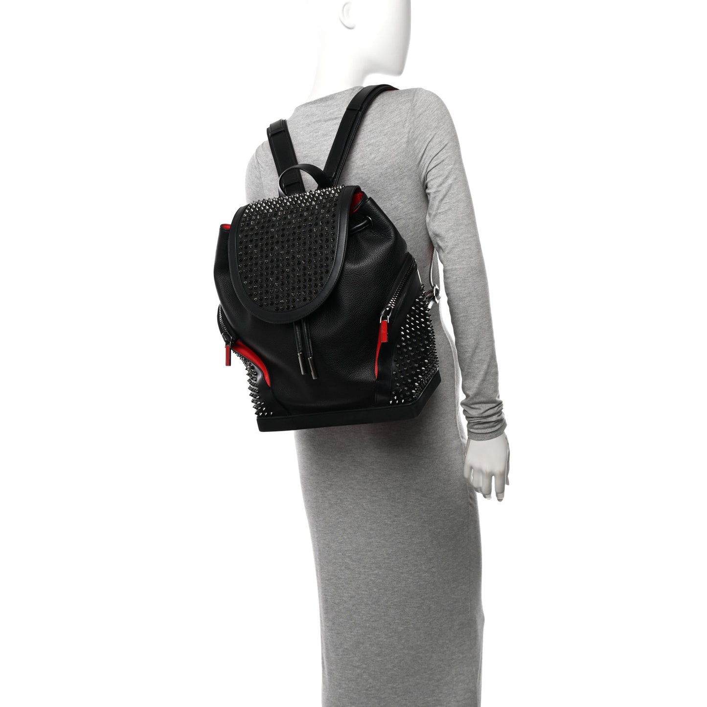Calfskin Spiked Explorafunk Backpack Black