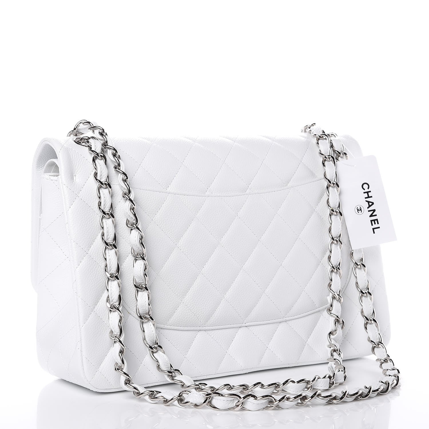 Chanel Caviar Quilted Jumbo Double Flap White 3 of 10