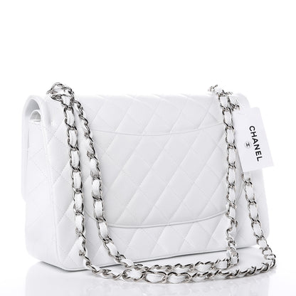 Chanel Caviar Quilted Jumbo Double Flap White 3 of 10
