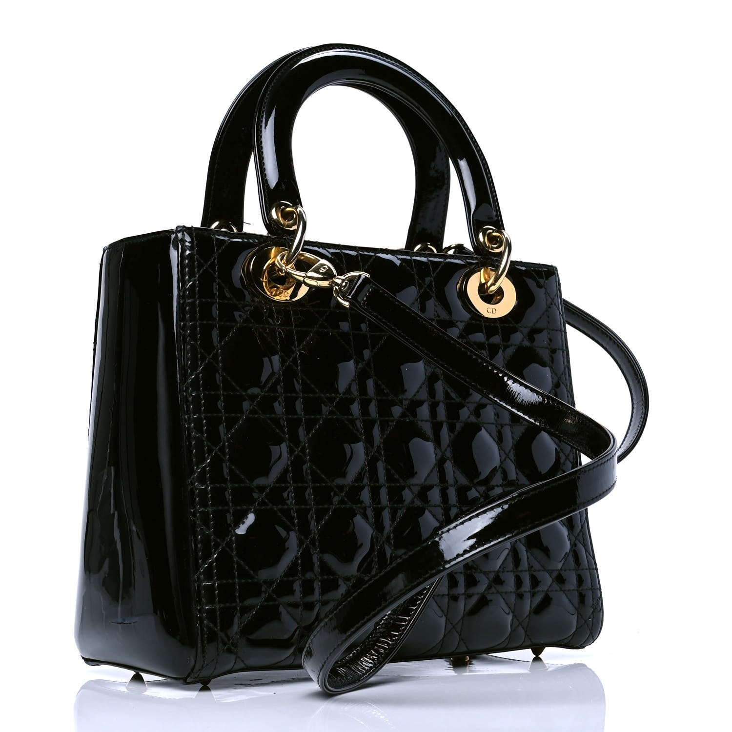Christian Dior Patent Cannage Medium Lady Dior Black 2 of 4