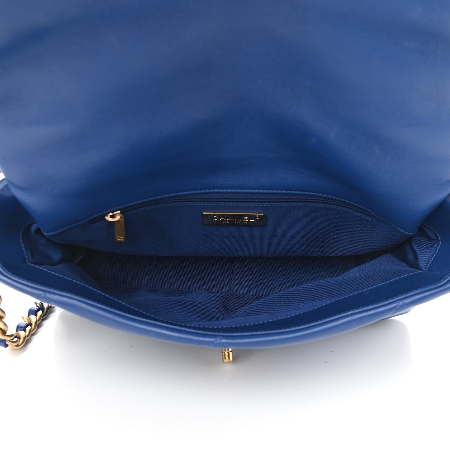 Goatskin Quilted Large Chanel 19 Flap Dark Blue