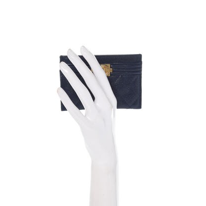 Chanel Caviar Quilted Boy Card Holder Blue 2 of 8