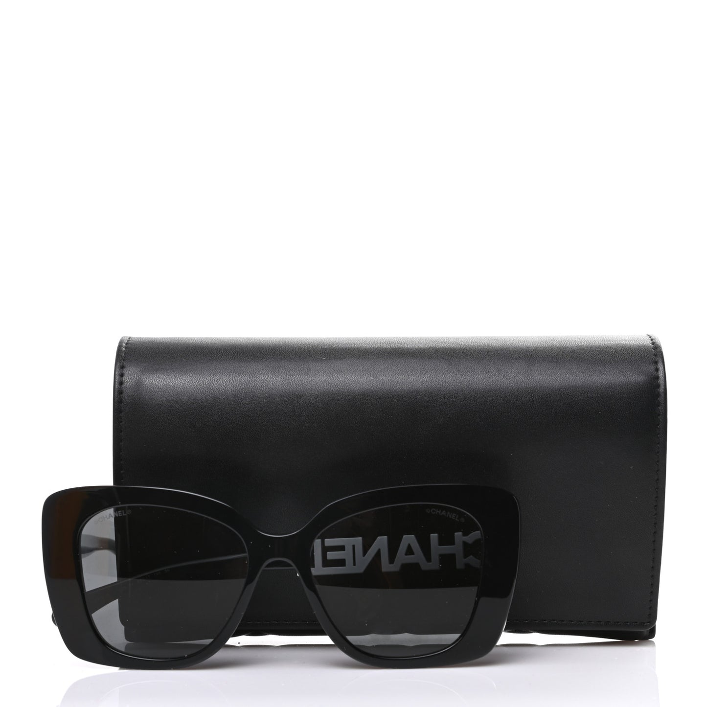 Acetate Strass Square Sunglasses 5422-B-A Black White
