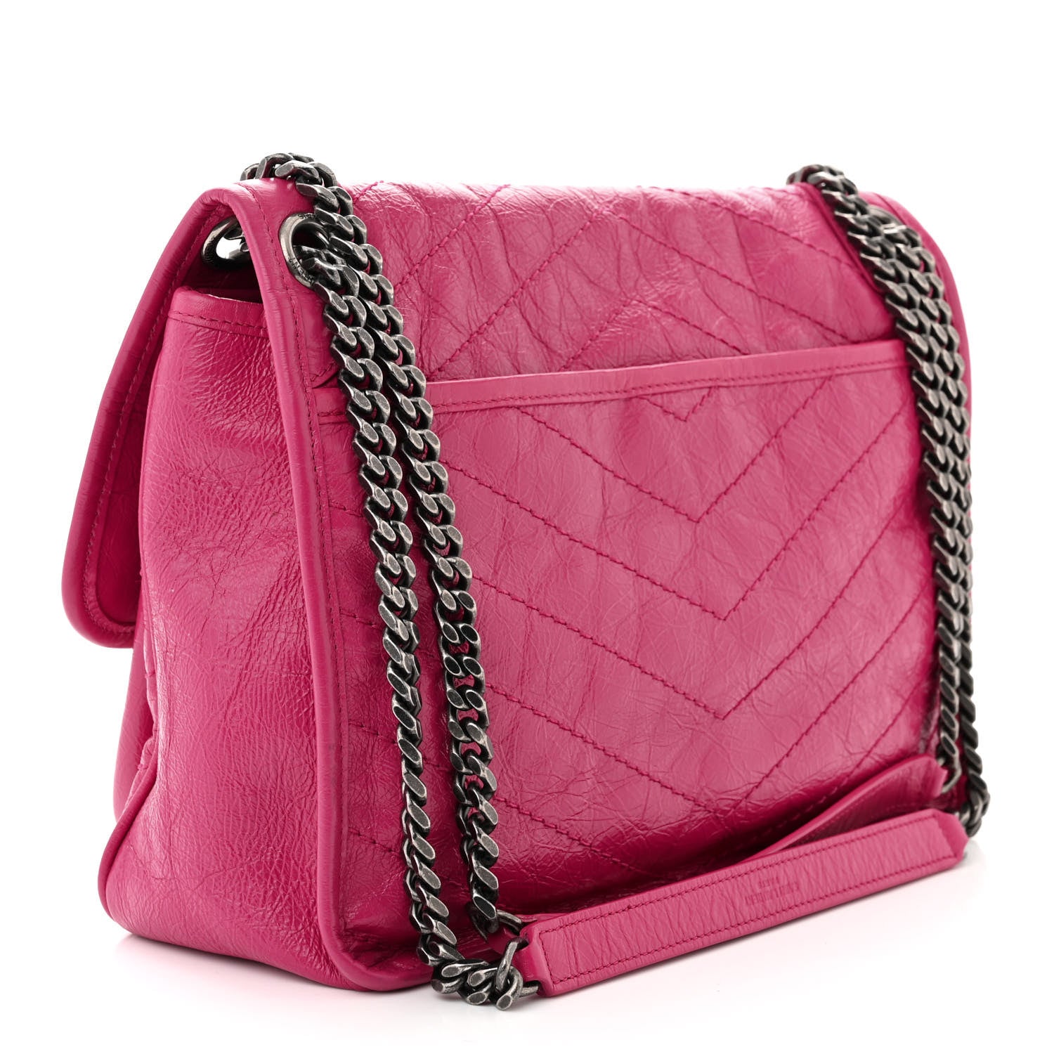 Saint Laurent Crinkled Calfskin Matelasse Monogram Medium Niki Chain Satchel Freesia 2 of 10