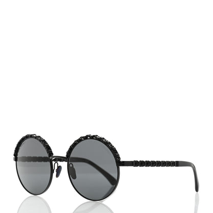 Chanel Metal Calfskin Round Chain Sunglasses 4265-Q Black 1 of 10