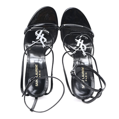 Saint Laurent Patent Cassandra 100 Ankle Strap Sandals 40 Black 2 of 12