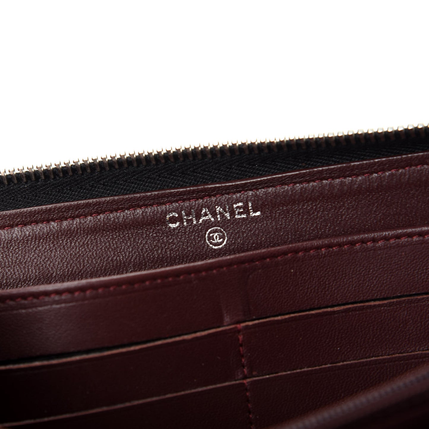 Lambskin Quilted Large Gusset Zip Around Wallet Black
