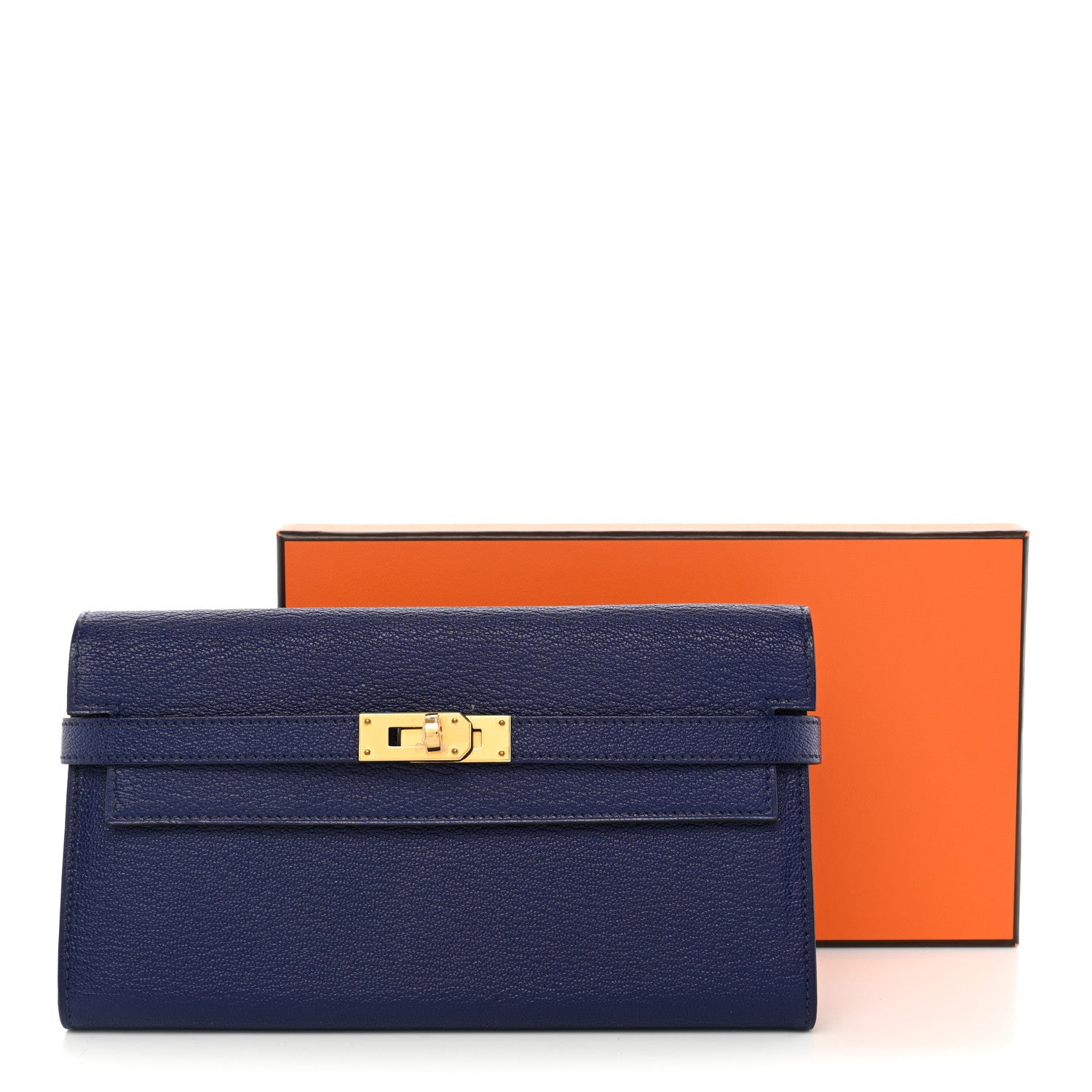 Hermes Chevre Mysore Kelly Longue Wallet Bleu Ecre 8 of 8