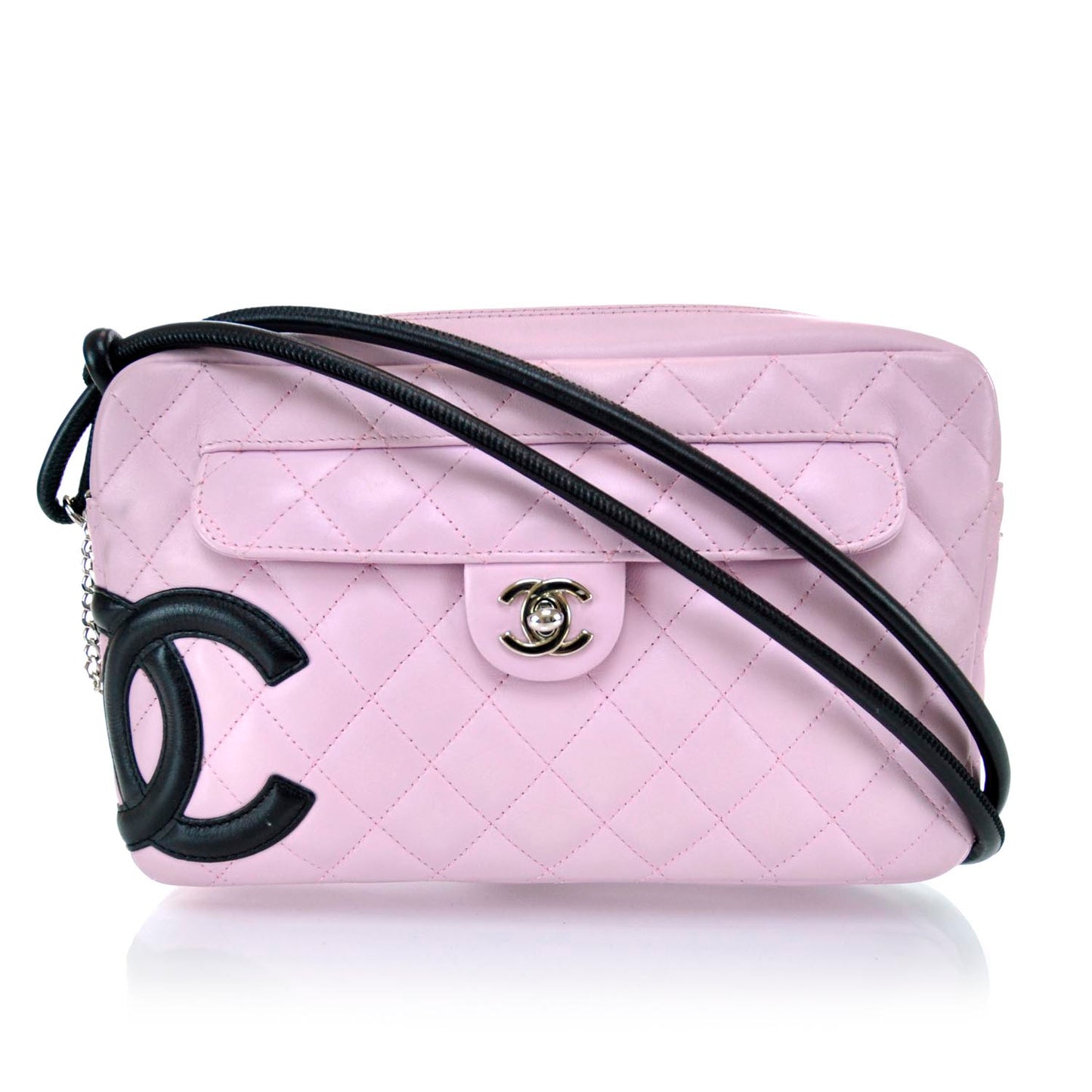 Calfskin Quilted Cambon Shoulder Bag Pink Black