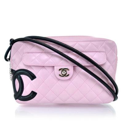 Chanel Calfskin Quilted Cambon Shoulder Bag Pink Black 10 of 21