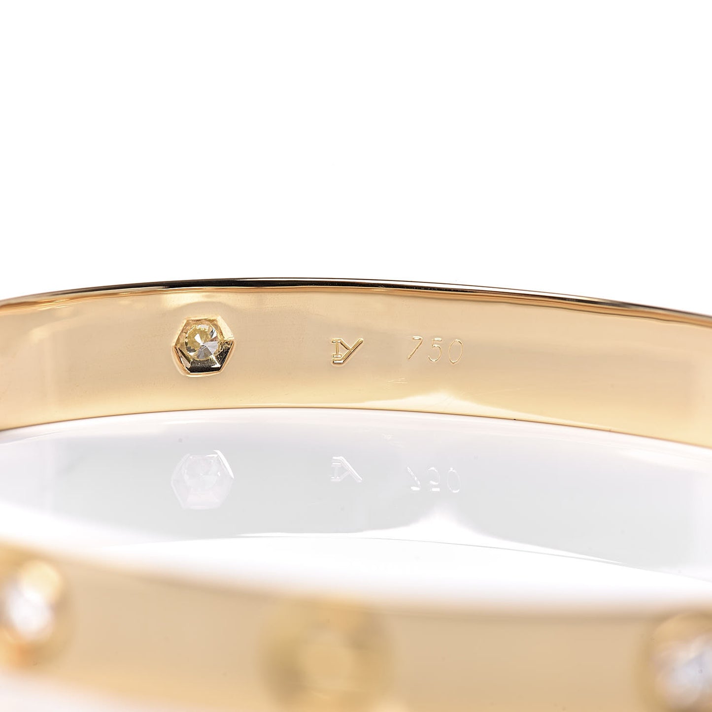 18K Yellow Gold 6 Diamond LOVE Bracelet 17