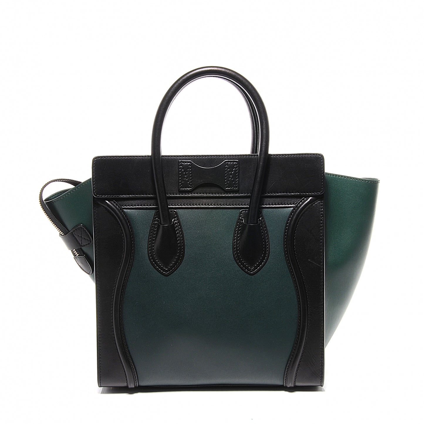 Smooth Calfskin Mini Luggage Bag Bottle Green Black