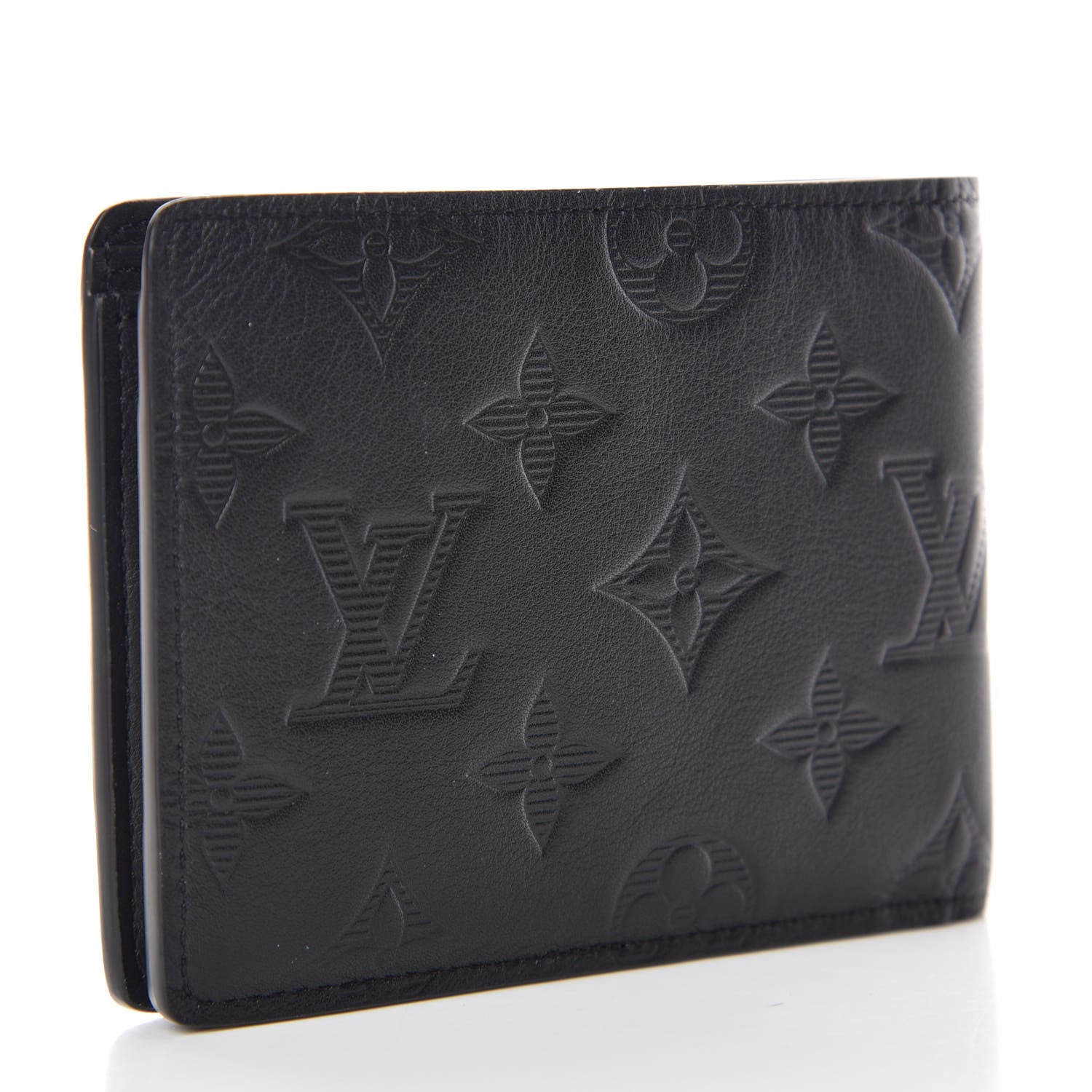 Louis Vuitton Calfskin Monogram Shadow Multiple Wallet Black 3 of 7