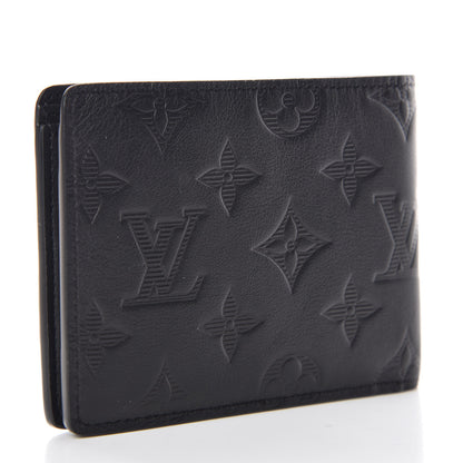 Louis Vuitton Calfskin Monogram Shadow Multiple Wallet Black 3 of 7