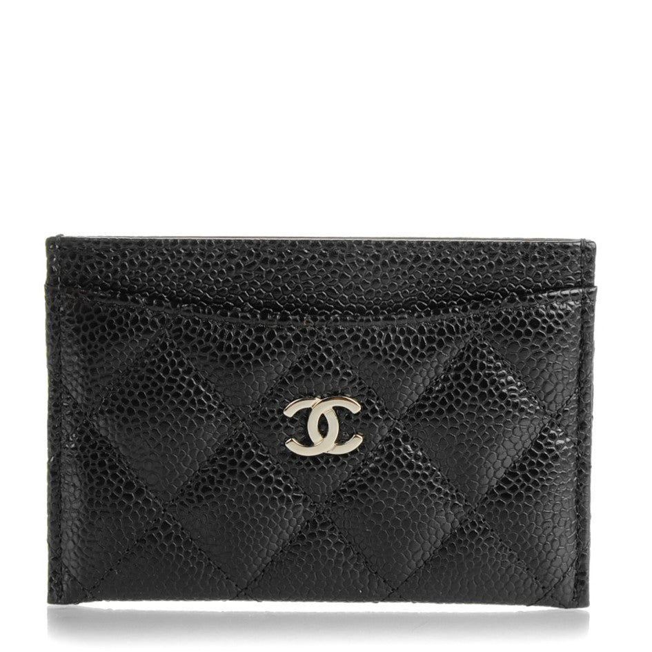 Caviar Quilted Card Holder Black