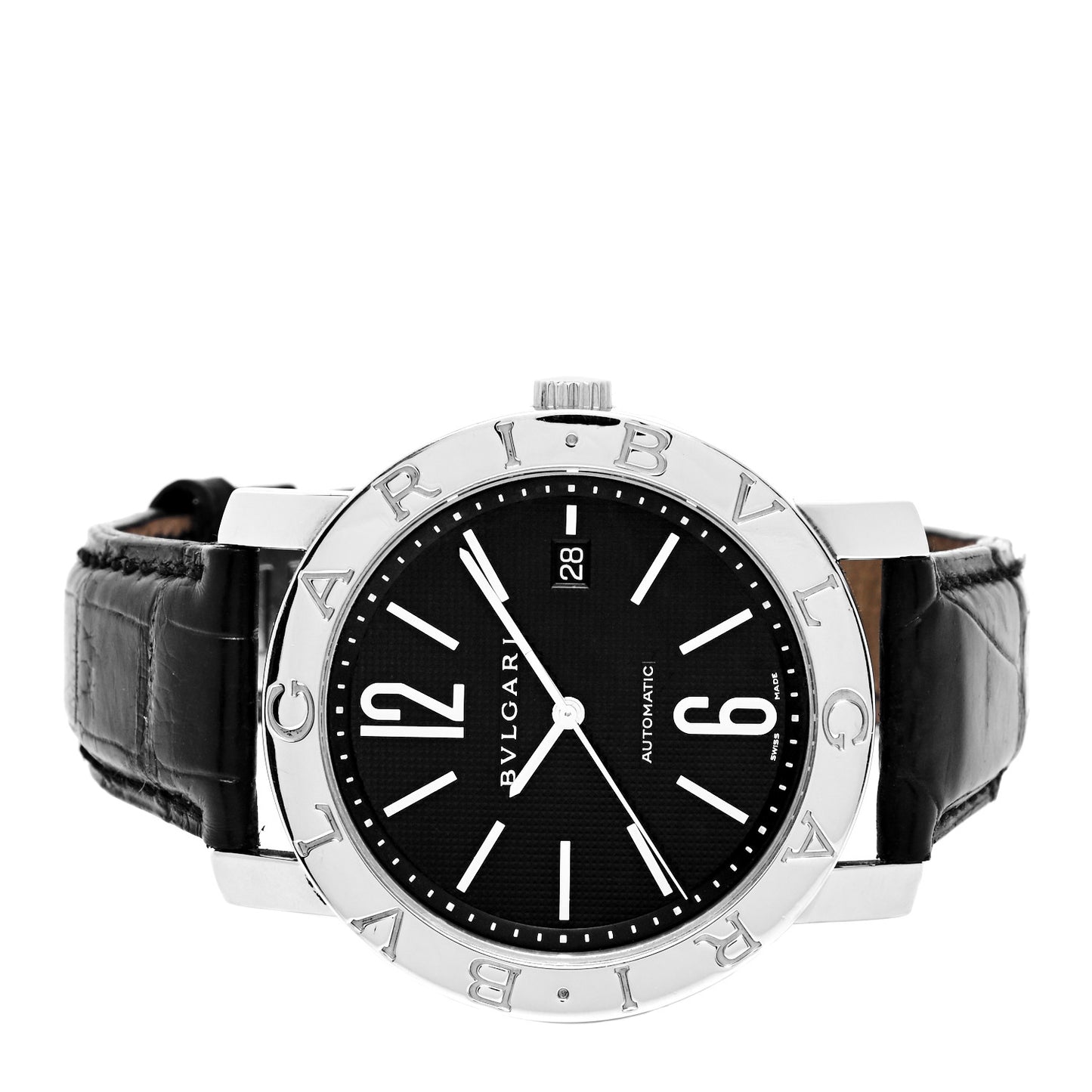 Stainless Steel Calfskin 42mm Automatic Watch Black
