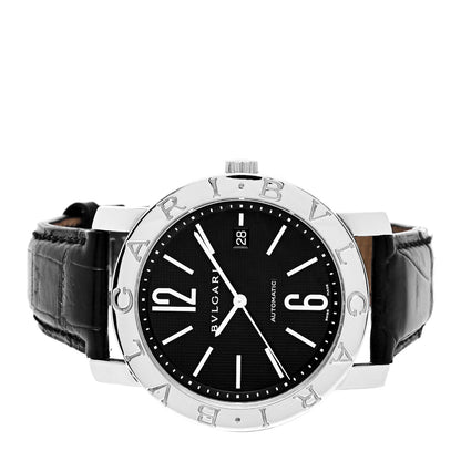 Bulgari Stainless Steel Calfskin 42mm Automatic Watch Black 2 of 4