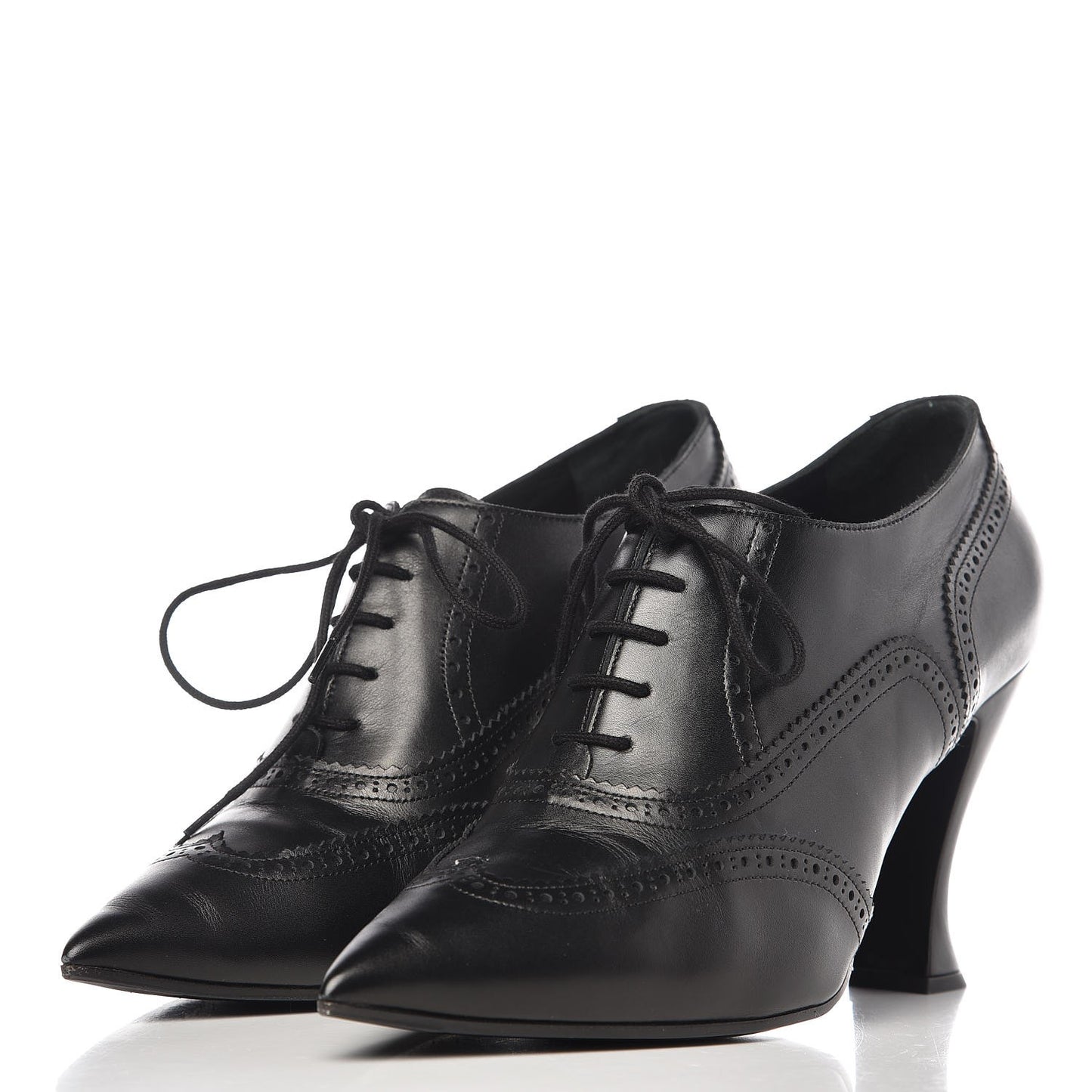Calfskin CC Oxford Lace Up Booties 39 Black