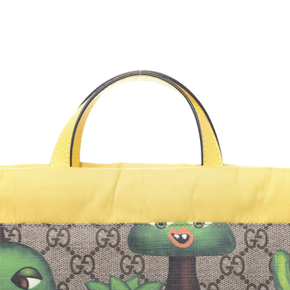 Gucci Soft GG Supreme Monogram Smiling Plants Childrens Drawstring Backpack Beige Ebony Multicolor Crop 9 of 9