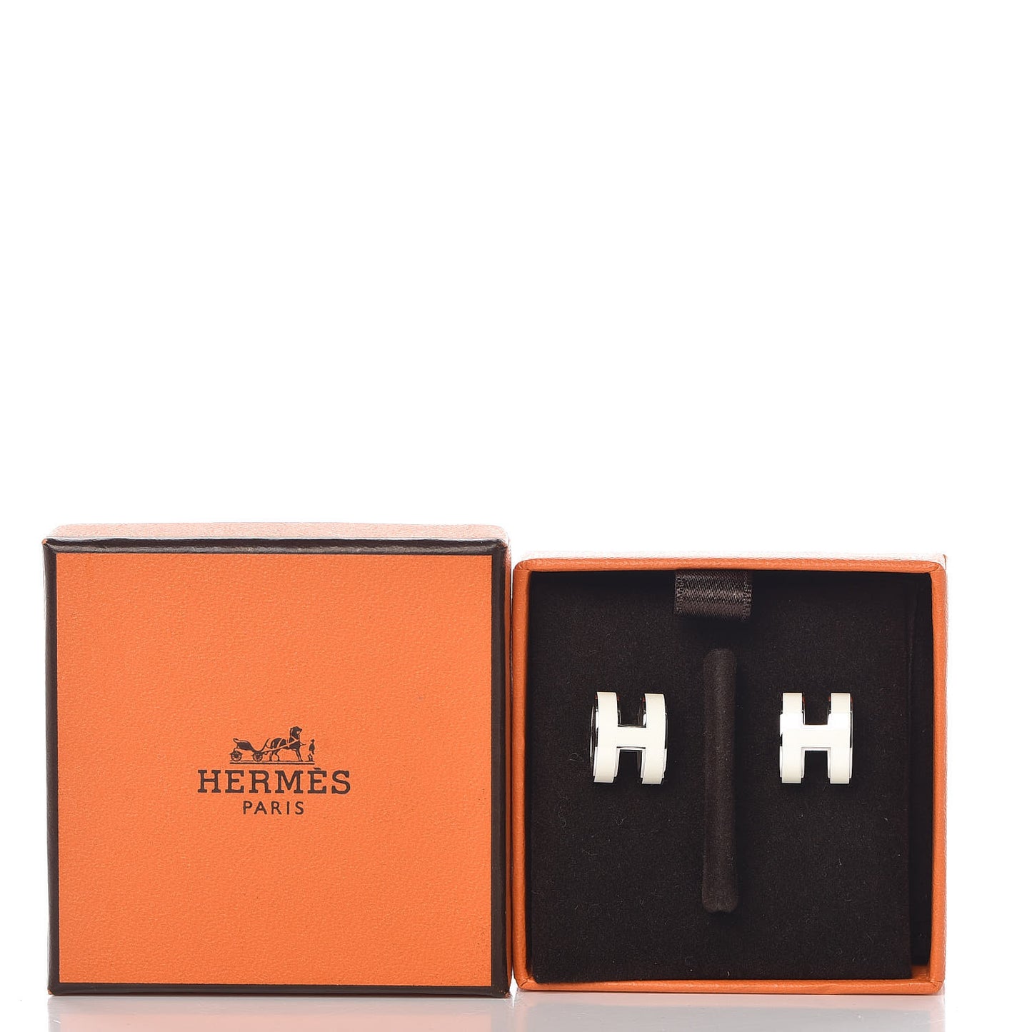 Palladium Lacquered Pop H Earrings White