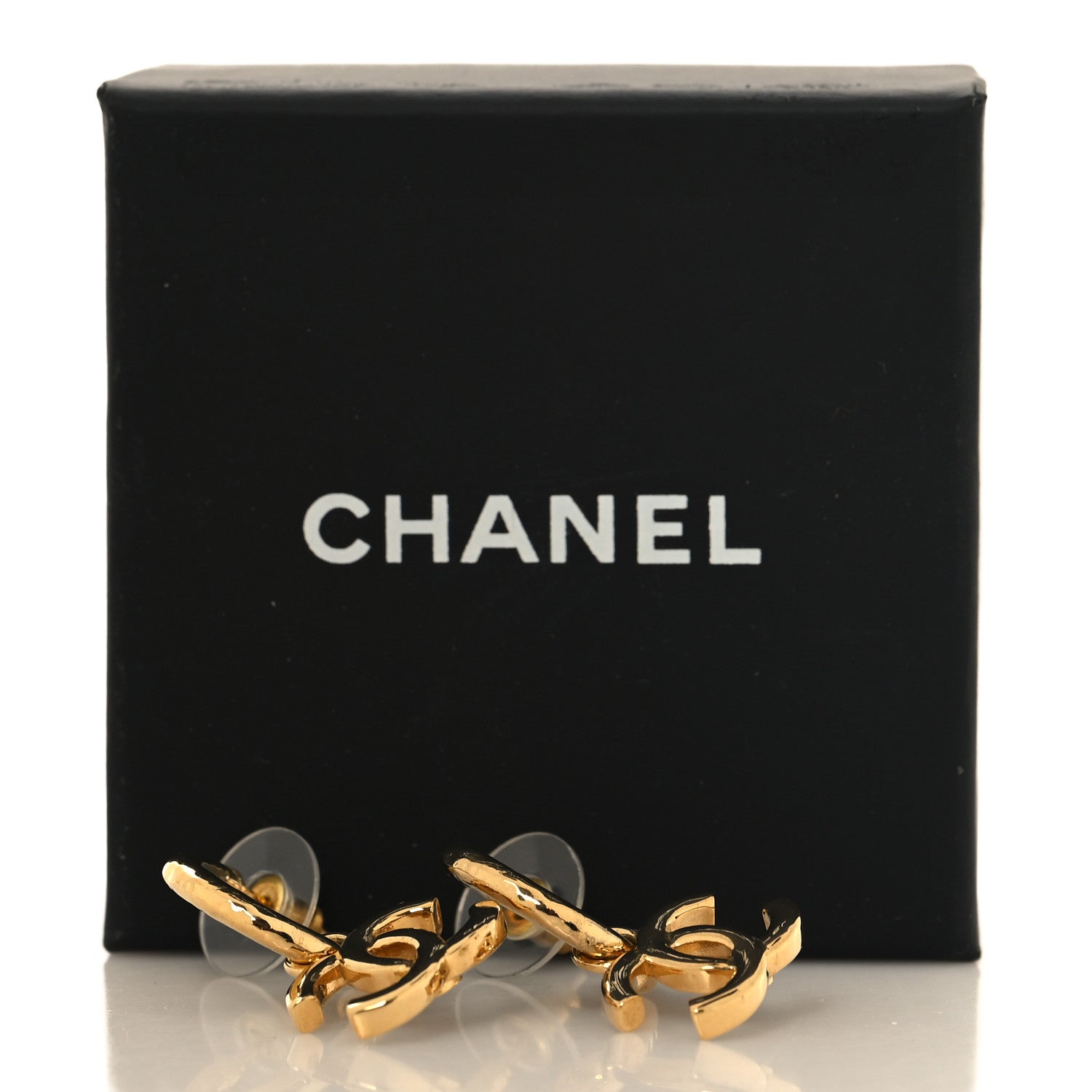 Chanel CC Hoop Drop Earrings Gold 5 of 5