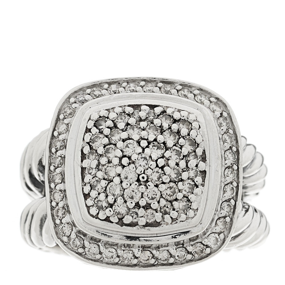 David Yurman Sterling Silver Diamond 11mm Albion Pave Ring 50 5.5 1 of 5