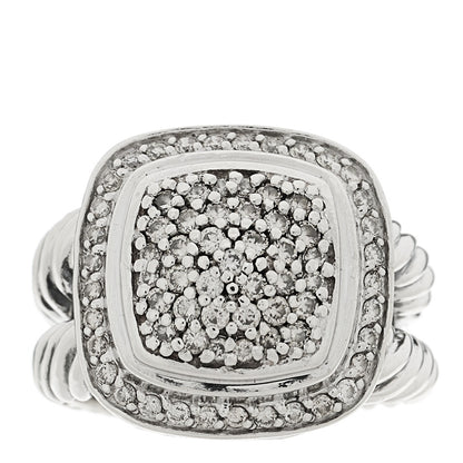 David Yurman Sterling Silver Diamond 11mm Albion Pave Ring 50 5.5 1 of 5