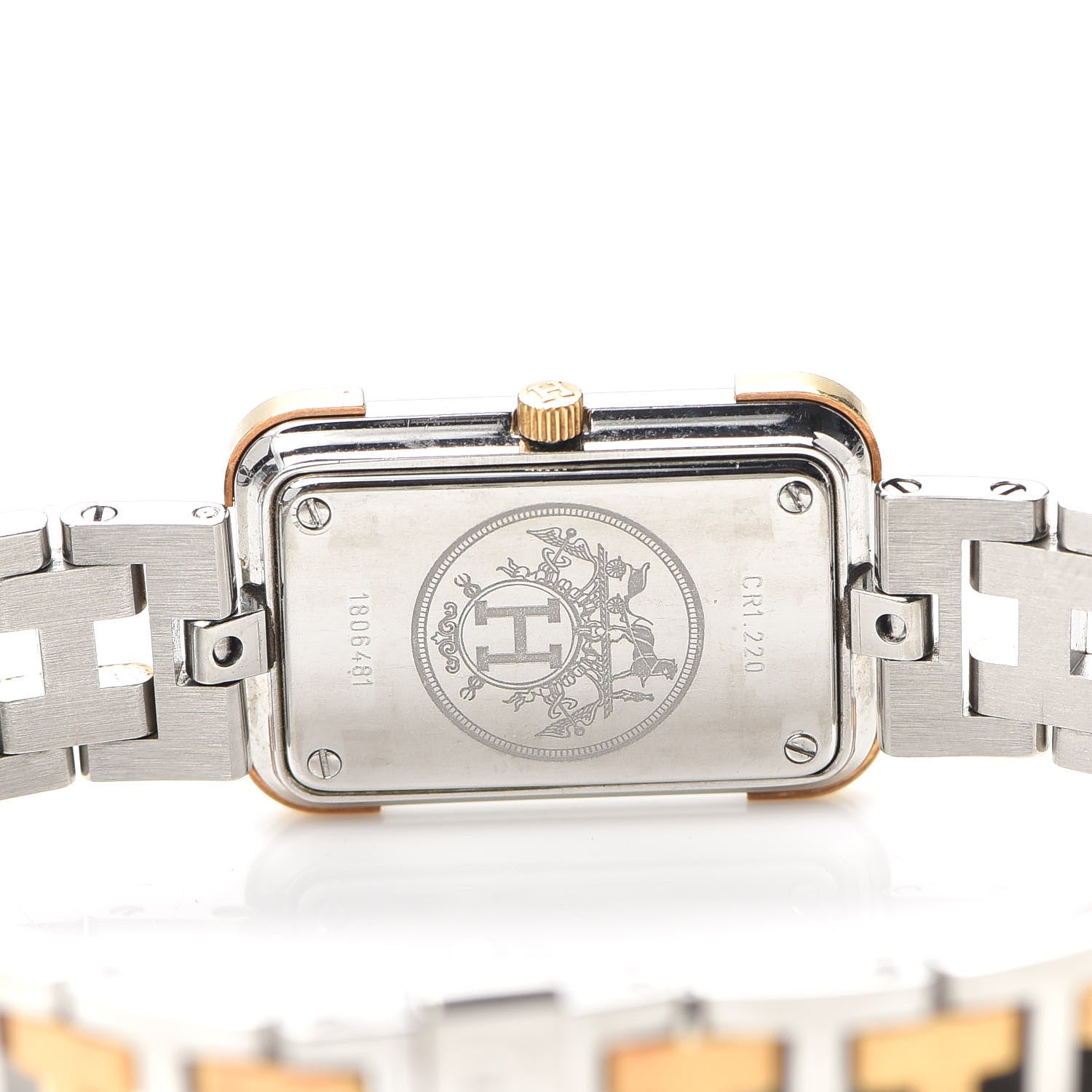 Hermes Stainless Steel 18mm Rectangle Croisiere Quartz Watch Gold 4 of 5