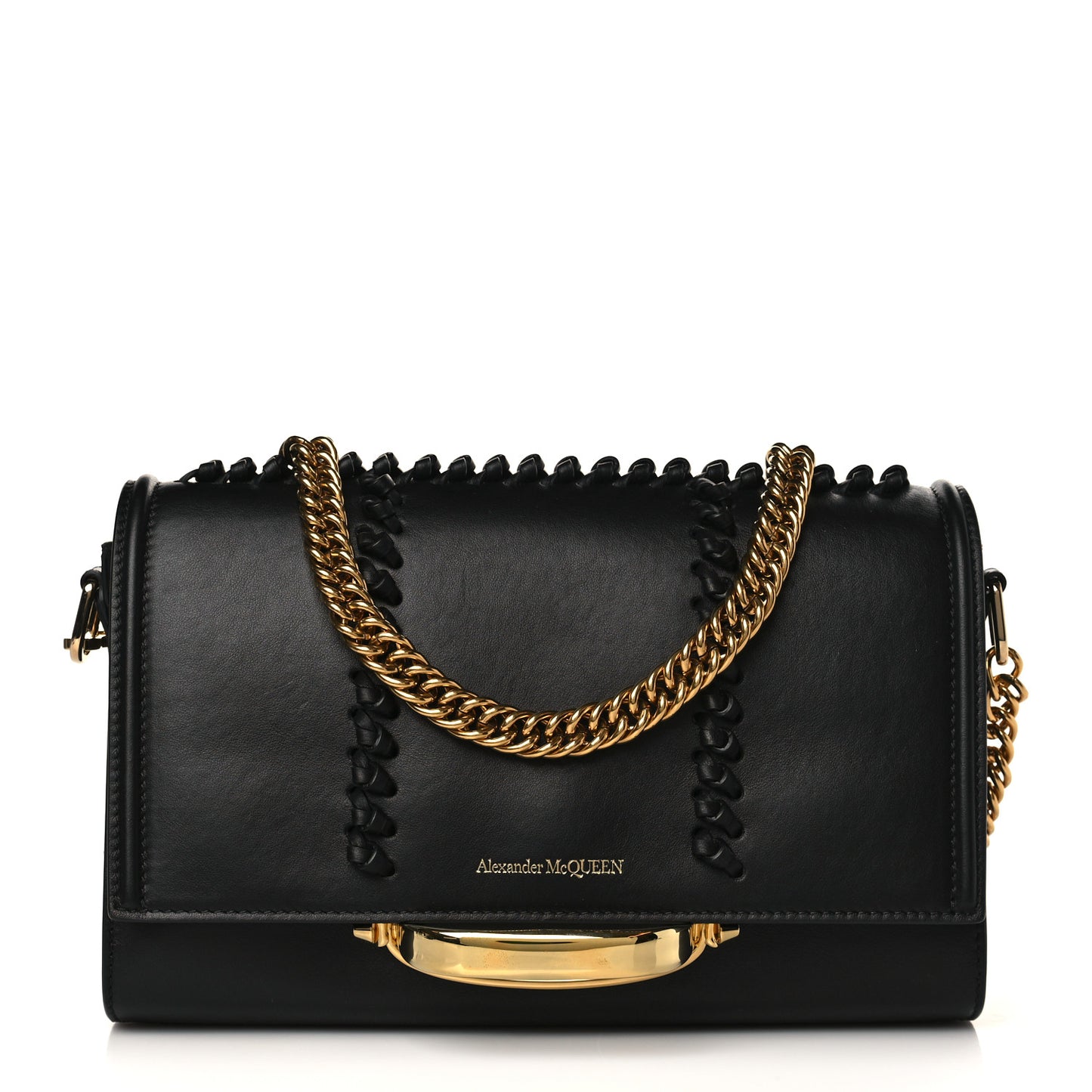 Calfskin Braided The Story Shoulder Bag Black