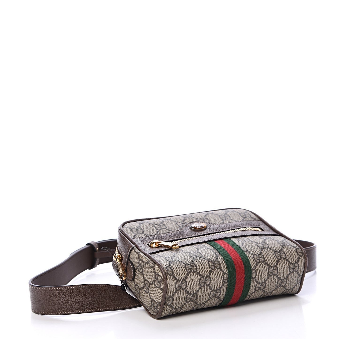 GG Supreme Monogram Web Small Ophidia Belt Bag 95 38 Dark Brown