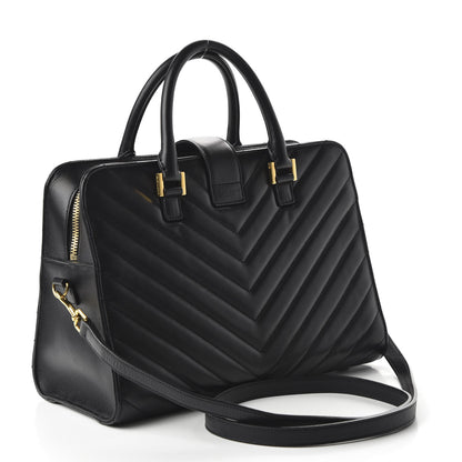 Saint Laurent Calfskin Matelasse Chevron Small Monogram Cabas Black 3 of 9