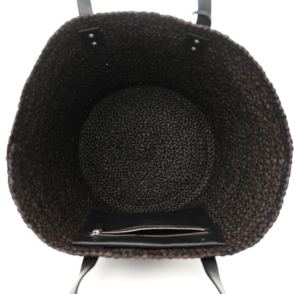 Saint Laurent Raffia Calfskin Medium Panier Tote Dark Brown 5 of 10