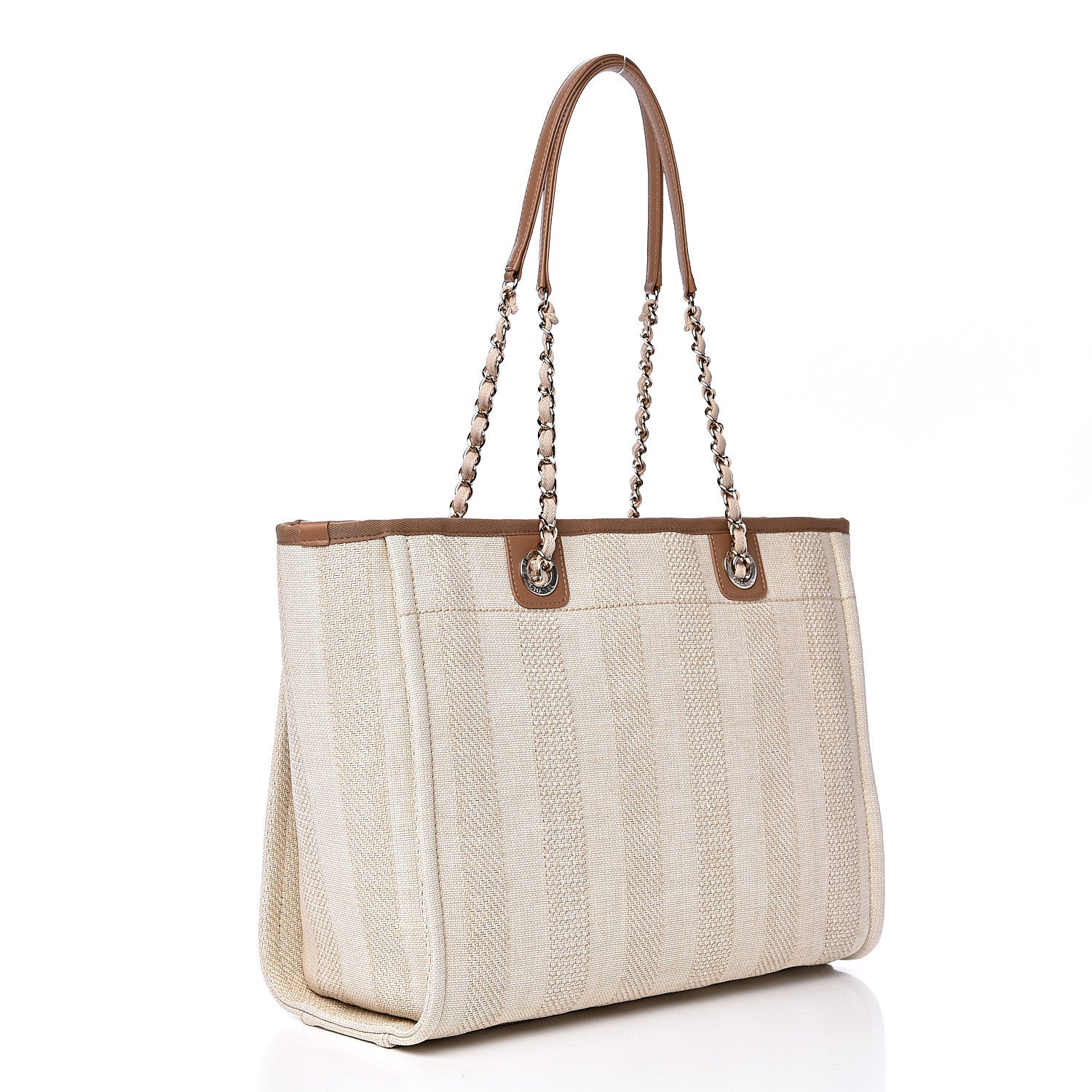 Chanel Mixed Fibers Calfskin Striped Small Deauville Tote Beige 2 of 10