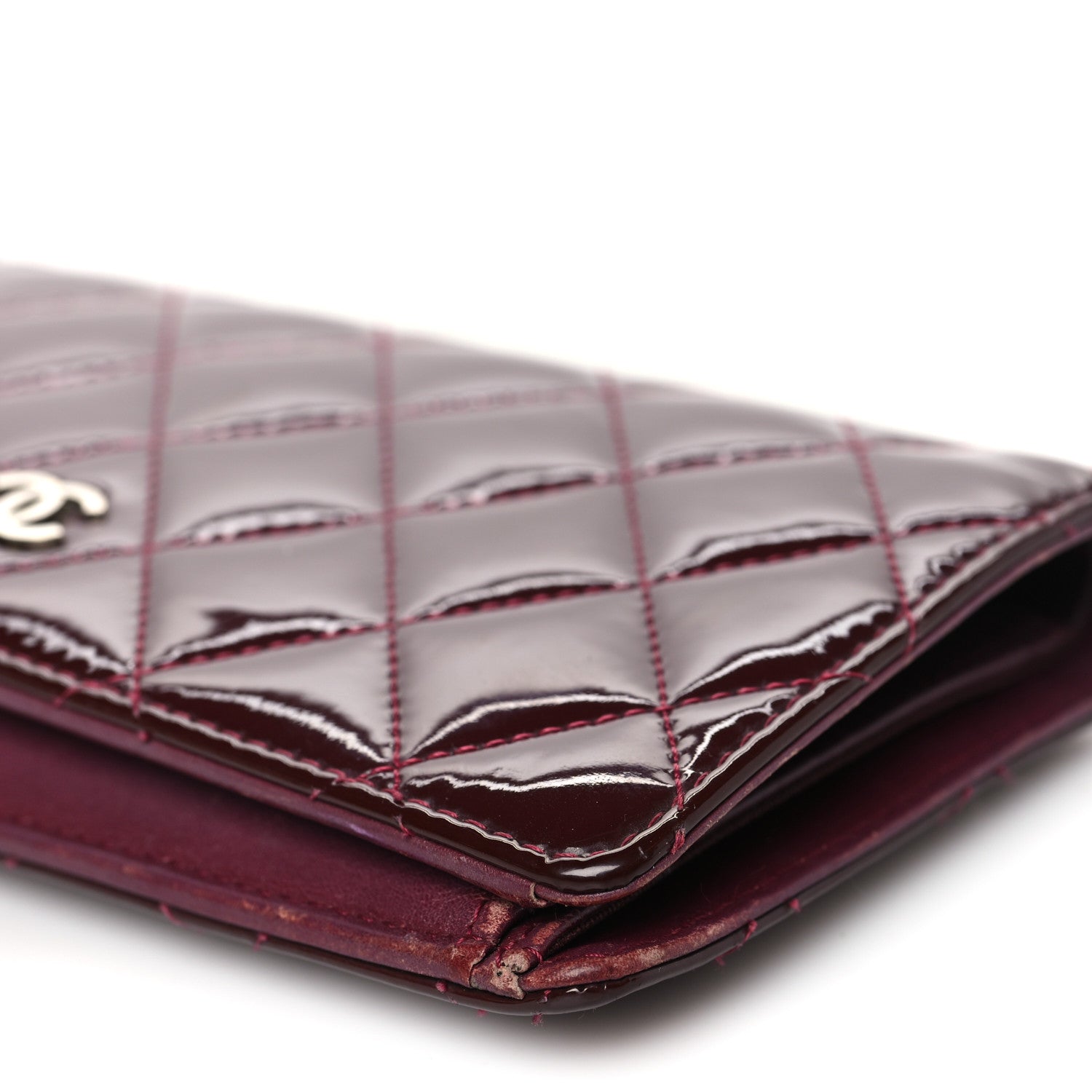 Chanel Patent Calfskin Quilted Yen Wallet Red 10 of 13