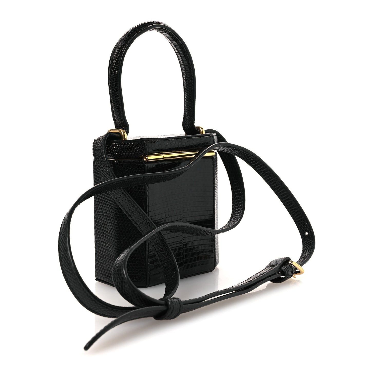 Lizard  Triomphe Mini Vanity Case Black