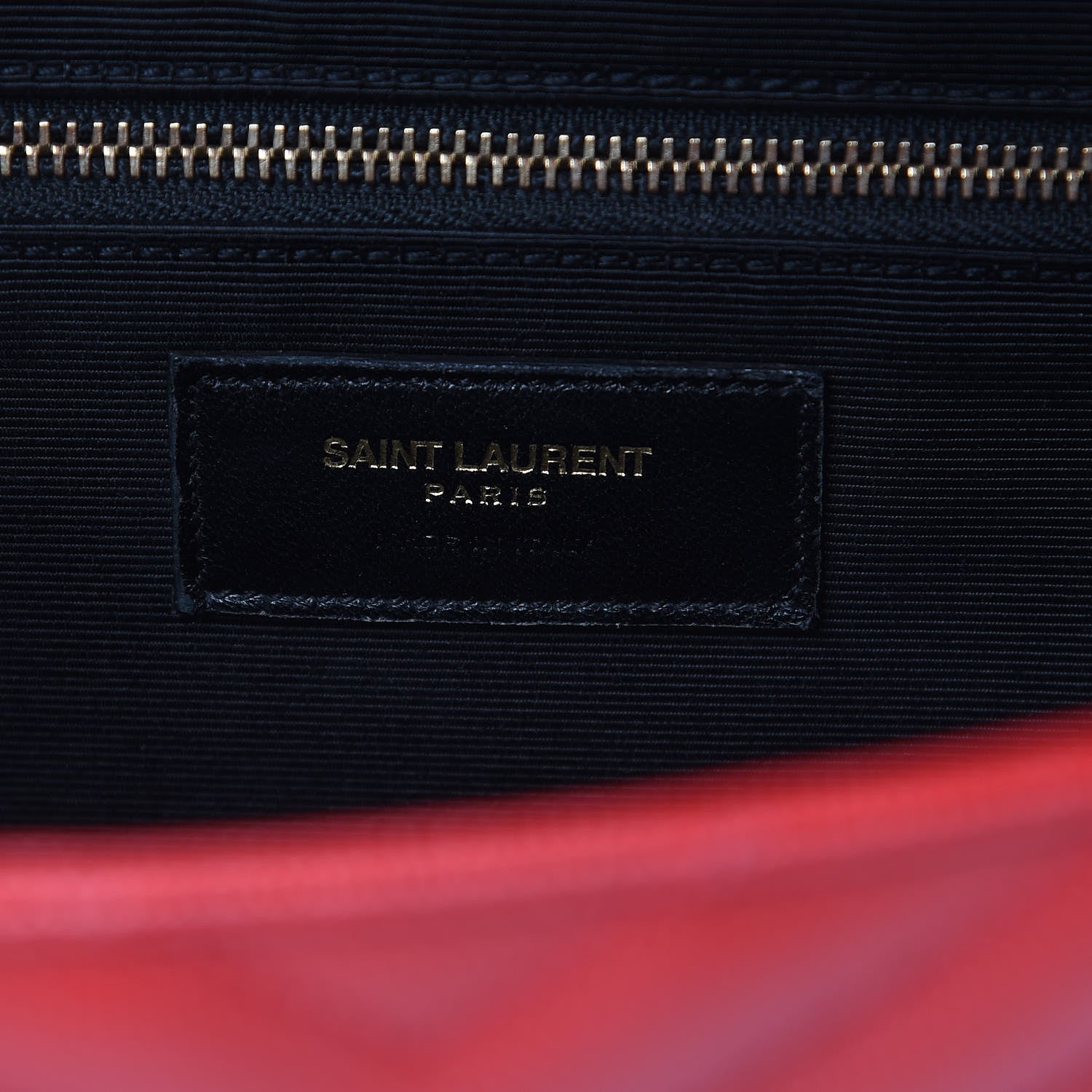 Saint Laurent Grain De Poudre Matelasse Chevron Large Monogram Satchel Lipstick Red 6 of 10