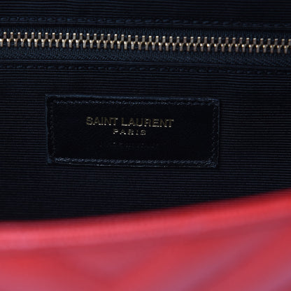 Saint Laurent Grain De Poudre Matelasse Chevron Large Monogram Satchel Lipstick Red 6 of 10