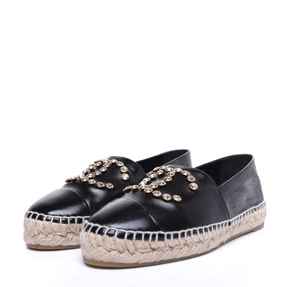 Chanel Patent Calfskin Crystal CC Espadrilles 36 Black 4 of 13