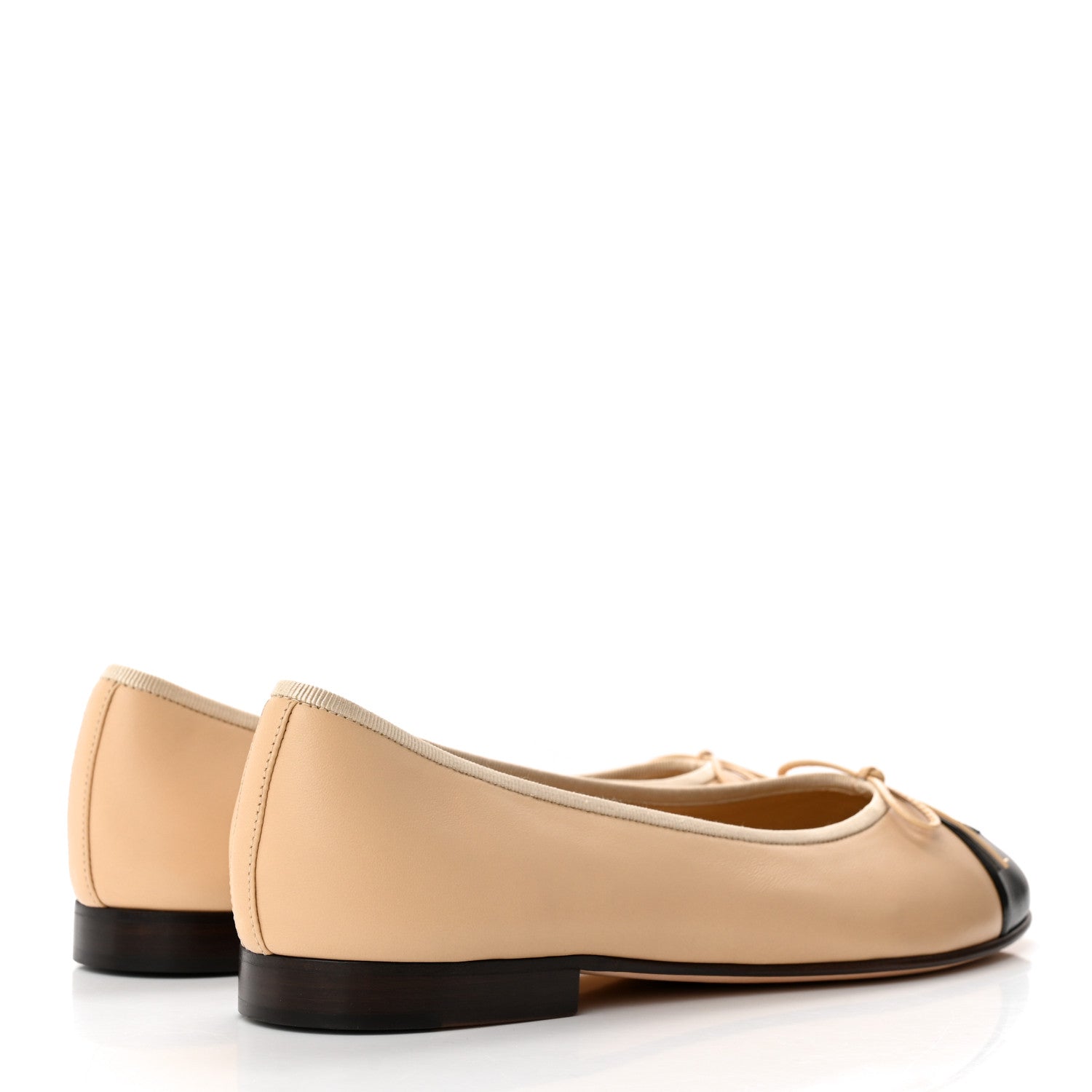 Chanel Lambskin Cap Toe CC Ballerina Flats 41 Beige Black 4 of 10