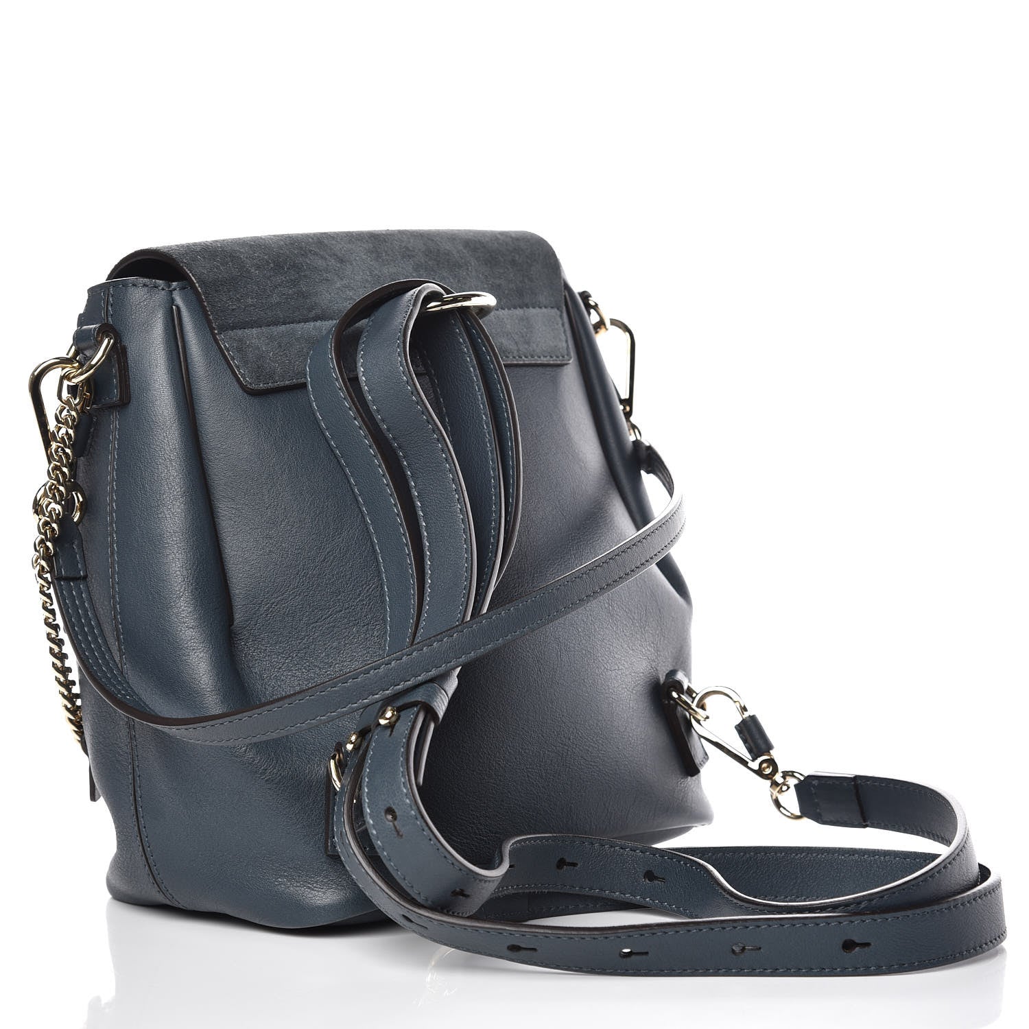 Chloe Suede Calfskin Small Faye Backpack Silver Blue 2 of 12