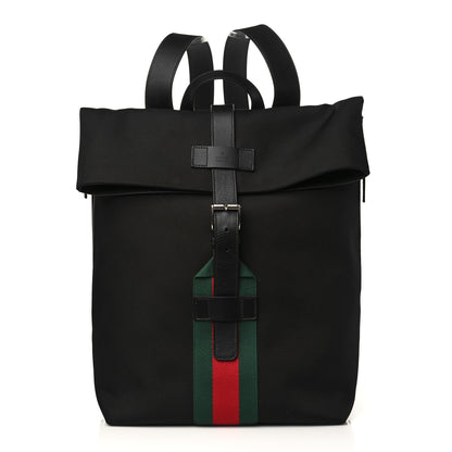 Gucci Techno Canvas Web Single Buckle Backpack Black 1 of 6
