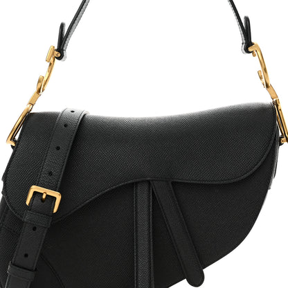 Christian Dior Grained Calfskin Saddle Bag With Strap Black 8 of 13