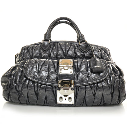 Miu Miu Leather Matelasse Coffer Tote Black 1 of 11