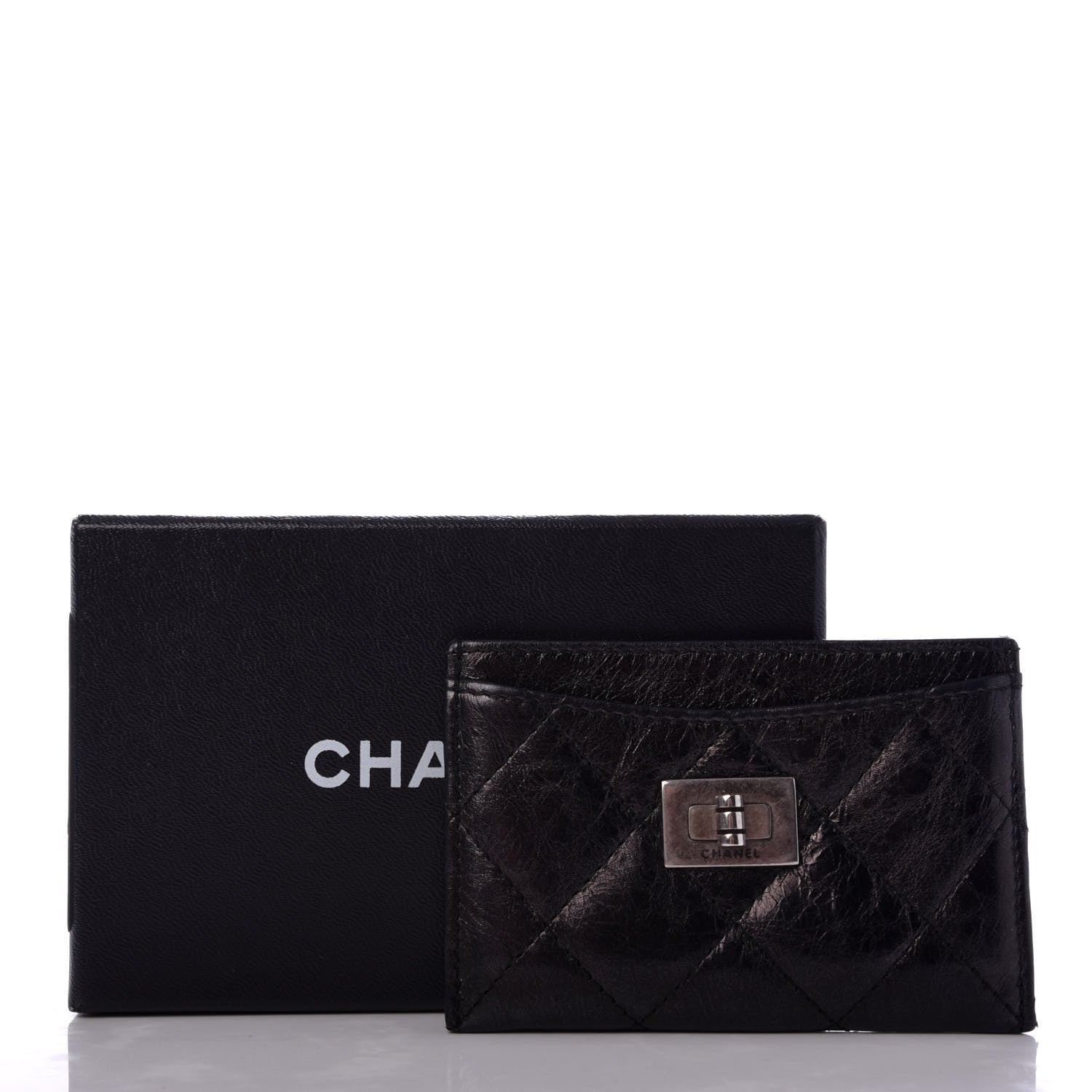 Chanel Aged Calfskin Quilted Reissue Card Holder Black 9 of 9