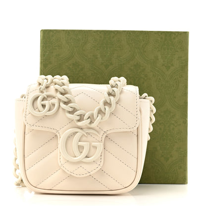 Gucci Calfskin Matelasse Monochrome GG Marmont Chain Mini Belt Bag Mystic White 11 of 11