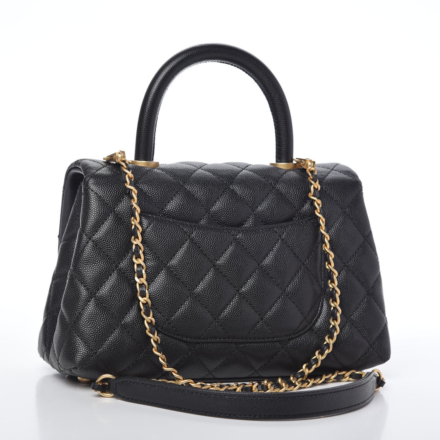Caviar Quilted Mini Coco Handle Flap Black