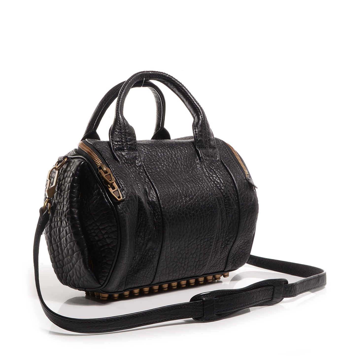 Pebbled Lambskin Rockie Black w Antique Brass Hardware